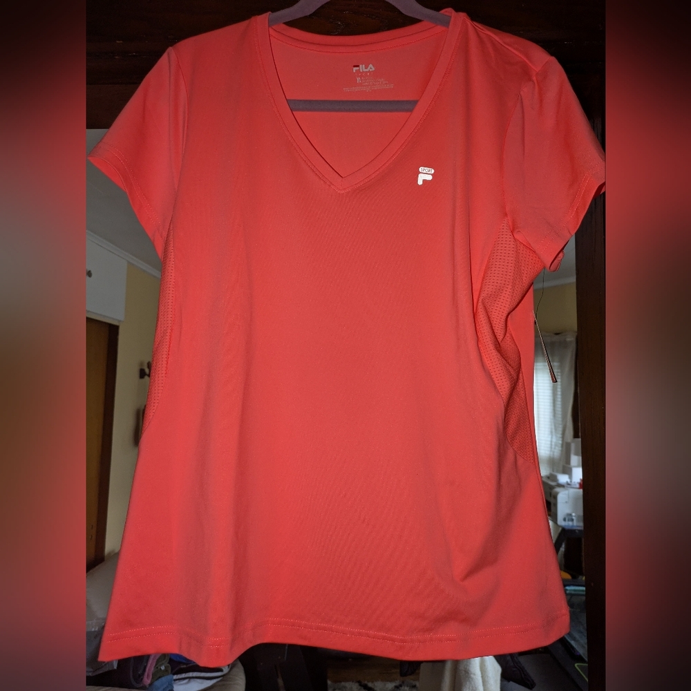 Fila Women's Red V-Neck Top
